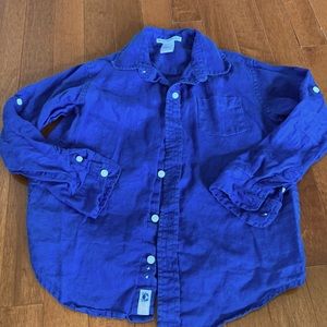 Janie and Jack linen long sleeve button down royal blue